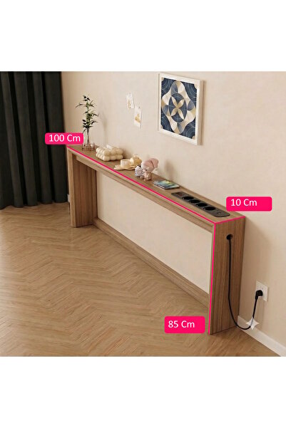 TrMuko Café Royale Vintage & USB-Tech Konsol Raf - 3 USB + 4 Priz Girişli MDF...