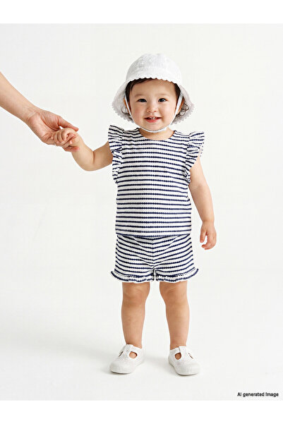 LC Waikiki Nevavm Striped Baby Girl Shorts Set with a Difference