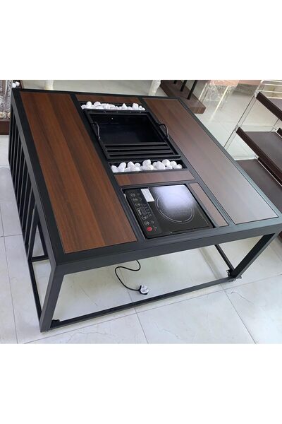 horoof home Modern Multi-Functional Coffee Table with Built-in Induction Cook...