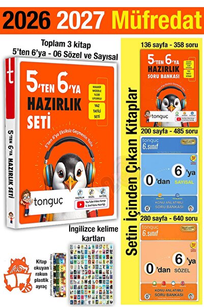 Tonguç Yayınları 5'ten 6'ya Hazırlık Seti 2026 3 Kitap Yaz Tatili 2027 5. Sın...