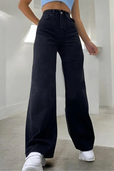 ArVib Vibe Denim Young Girls Black High Waist Lycra Comfortable Wide Leg Jeans