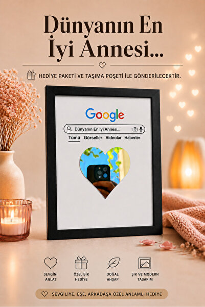 BİRBEYSTORE Dünyanın En İyi Annesi Anneler Günü Hediyesi Ahşap Aynalı Tablo A...