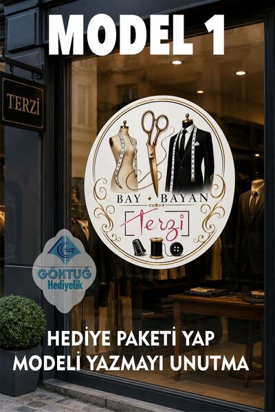 Göktuğ Hediyelik Terzi Logolu Yuvarlak Kesim Folyo Etiket Paketi – 30x30 cm v...