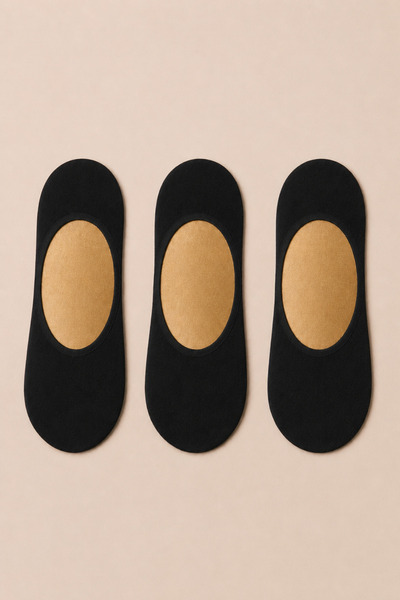 Ollero 3 Pairs of Seamless Silicone Women's Combed Cotton Ballerina Socks