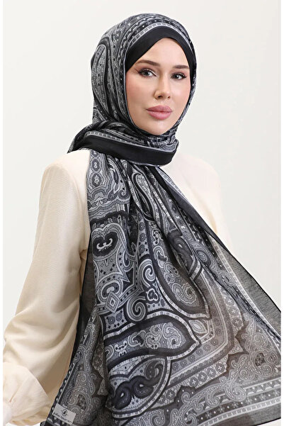 sefamerve Ethnic amber shawl 70278-03 black grey