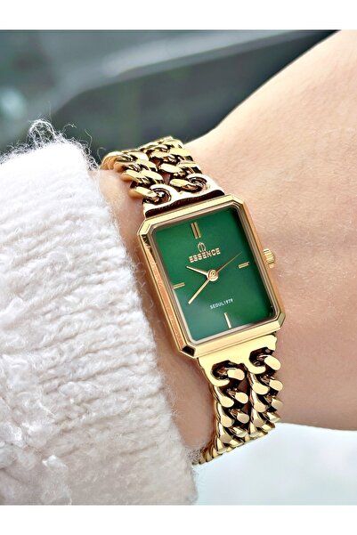 Essence Special Design Steel Cord Gold-Green Color Women Wristwatch Es7009Mr