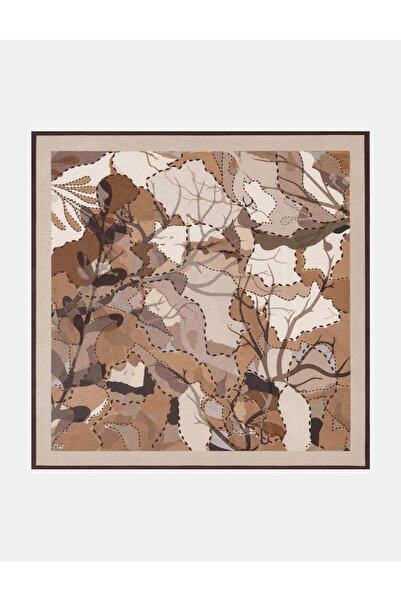 KYR Abstract Branch Patterned Viscose Scarf Dark Mink
