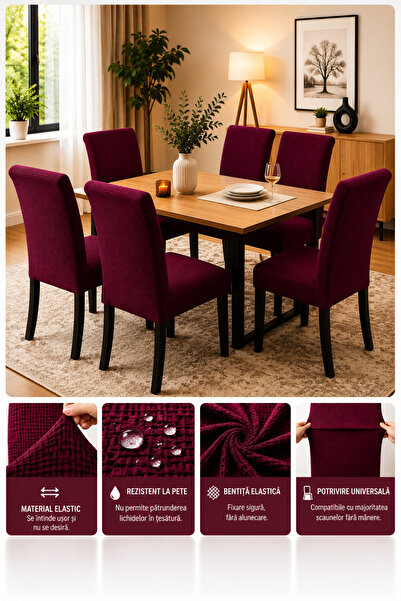 delfin HomeRoy Set 6 Huse Scaune Universale Supra - Elastice Set 6 bucăți