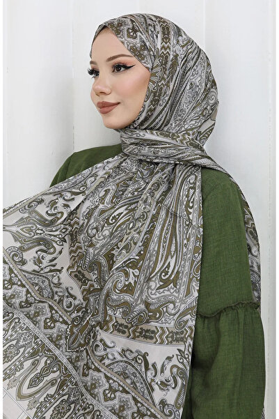sefamerve Ethnic Pattern Janjan Shawl 70305-08 Mink Green