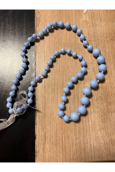 ELUNE İSTANBUL Pastel Blue Beaded Women's Necklace – Summer Collection