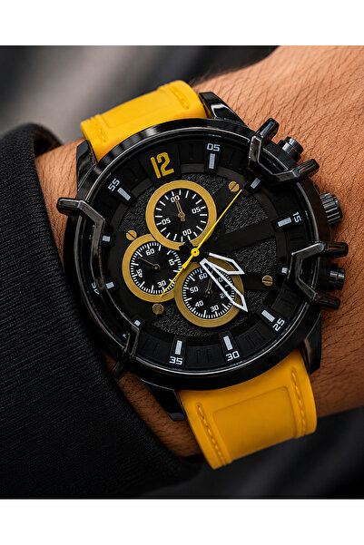 Weluxa Men's Wristwatch, Yellow Color, Silicone Strap, Premium Design, Gift B...