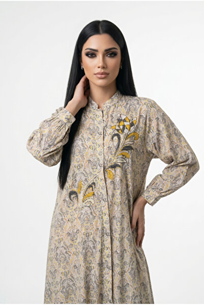 DAR ALSALAAM Beige Striped Robe