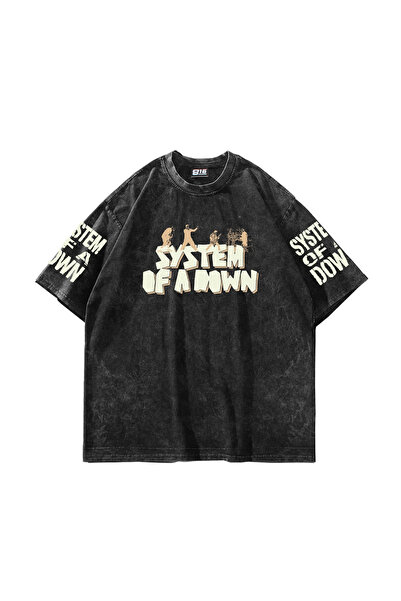 Sekizbiraltı System of a down Toxicity Vintage Washed Oversize T-Shirt