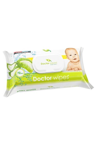 DOCTOR WIPES Șervețele umede pentru bebeluși, 72 bucăți, cu Aloe Vera, cu capac