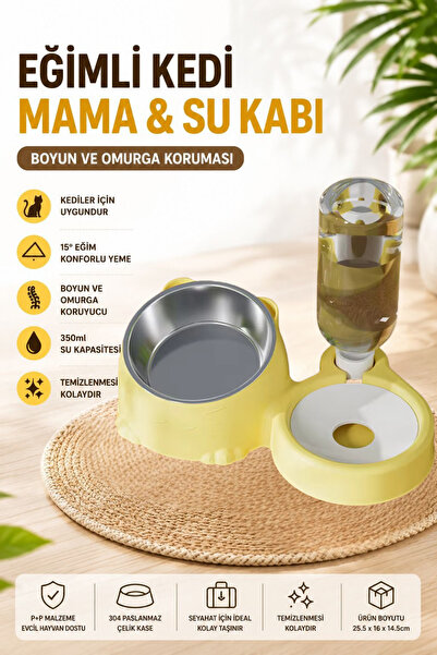 FloriaShopping Eğimli Kedi Mama & Su Kabı