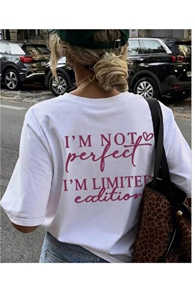 Marco Fresco تي شيرت مطبوع عليه عبارة I'M NOT PERFECT I'M LIMITED EDITION YAZ...