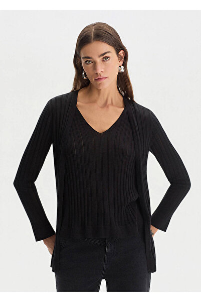 Knitss Black Silk Blend Knitwear Cardigan