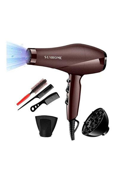 Sunhome 6-Piece Professional Hair Dryer Set ,1800W Brown/Black 250ml