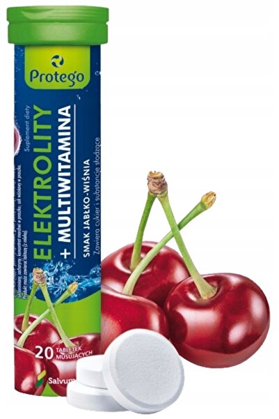 SALVUM Protego Elektrolity + Multivitamine Măr Cireșe 20 Tablete
