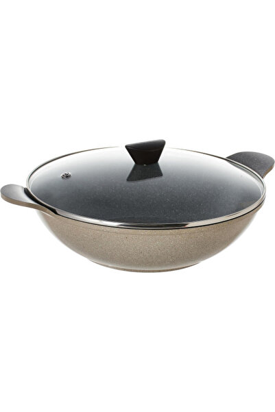 NEOFLAM Granite Wok Pan With Glass Lid, Beige, 36 CM. / 117686B