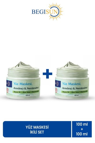 BEGISUN Face Mask Double Set 2X100 ml |   Contains White Clay, Aloe Vera, and...