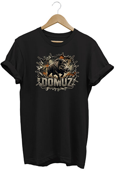 remonz Pig Predator Illustration Hunter Printed Street Fashion T-Shirt
