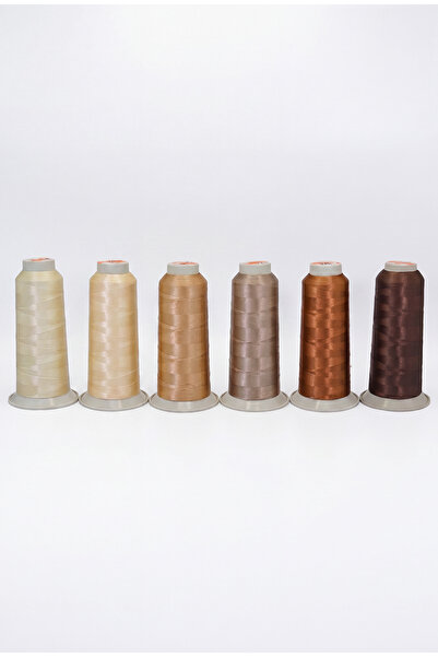Enstitü İplik Machine Embroidery and Sewing Thread Coffee Shades Set