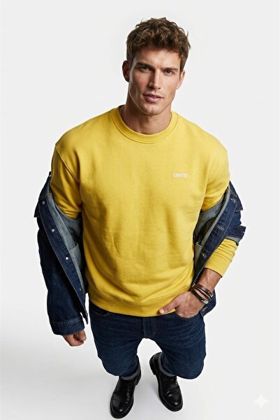 Levi's Men's Crew Neck Yellow Sweatshirt