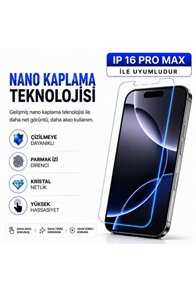 Powerfox واقي شاشة زجاجي نانو متوافق مع هاتف iPhone 16 Pro Max |   مقاومة للخ...
