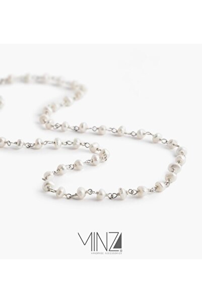 MINZA Silono Women's Necklace, 925 Sterling Silver, Chain Necklace, with Pearl, Handmade Adjustable Jewelry
