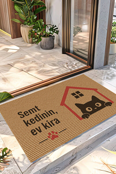 Decovetro Door Front Carpet Mat Semt Kedinin Ev Kira Printed 40 X 60 cm