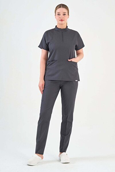 Owlet Medikal Uniformă afumată cu detaliu fermoar din Lycra