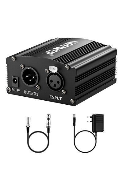 NEEWER 1-Channel 48V Phantom Power Supply Black for Any Condenser Microphone