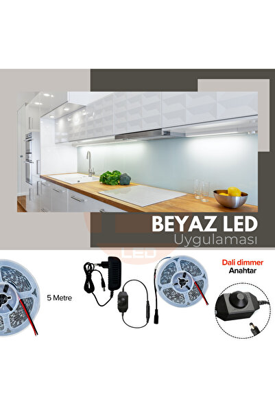 AmberLED 5 Metre Şerit Led İç Mekan Tak Çalıştır Çevirmeli Dimmer Anahtar Ve ...