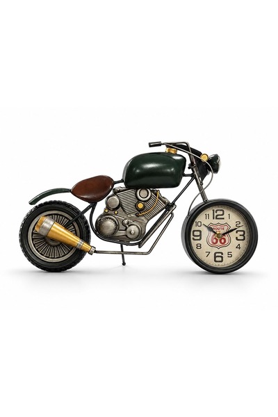 Store Motosiklet Tasarımlı Metal Duvar Saati 44 x 8 x 24 Cm – Vintage Dekorat...