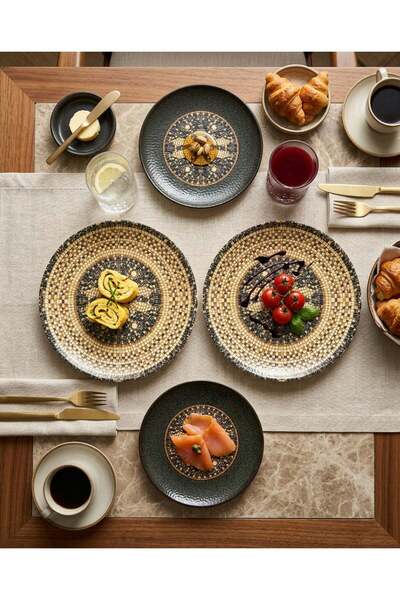 Bonna Porselen Mesopotamia Breakfast Set Mosaic 2-Person Catering Set 4 Pieces