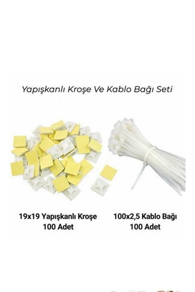 maasco Yapışkanlı Kroşe Kablo Bağı Seti Kroşe Cırt Seti 200 Parça