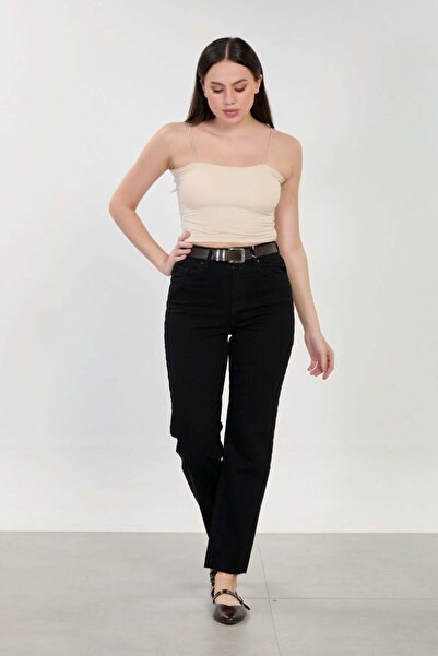 BARRELS AND OIL Women's J92 Belted Straight-Leg Jeans - Black