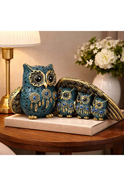 Vivendo Statueta decorativa Familie de Bufnite din rasina simbol al protectie...