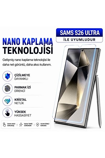 Powerfox Samsung S26 ULTRA Uyumlu Cam Karışımlı Nano Cam Ekran Koruyucu | 9H+...