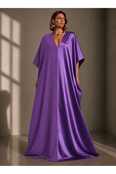 ALYEL NAKER Kimono Sleeve & A-Line Regular Fit Stylish Dress with Crepe & Sat...