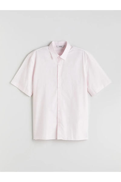 LC Waikiki Pink Comfortable Fit Short Sleeve Poplin Men's Shirt