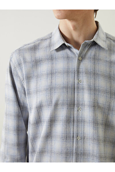 LC Waikiki Blue Regular Fit Long Sleeve Plaid Men's Lumberjack Shirt