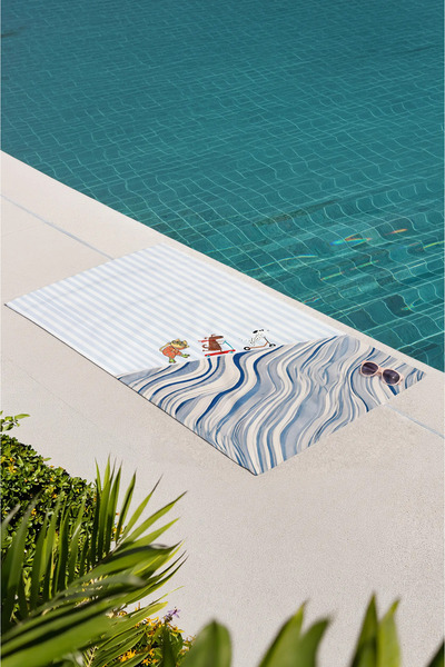 Kokopatik Wave Paws Patterned Beach Towel