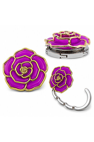 DEYHOME Foldable Bag Hanger Rose Design Table Edge Bag Holder Hanger Bracket ...