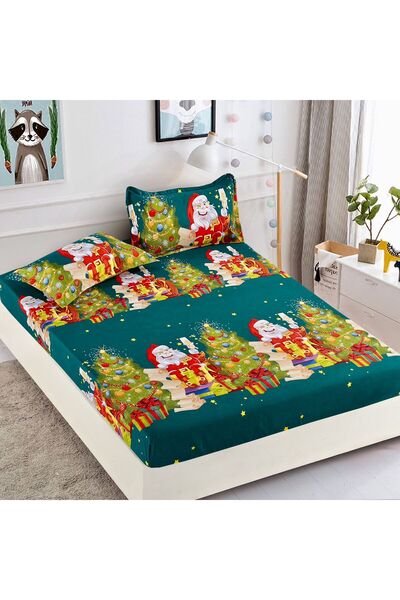 Vivendo Husa de Pat cu Elastic din Bumbac Finet + 2 Fete de Perna, Pat 2 Pers...