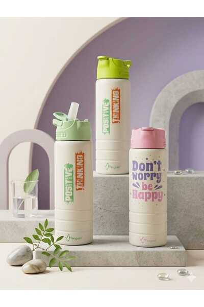 Lider MAGNESİA 750 ML 304 PASLANMAZ ÇELİK SU MATARASI SIZDIRMAZ KAPAKLI PİPETLİ BPA FREE DAYANIKLI SU MATARASI