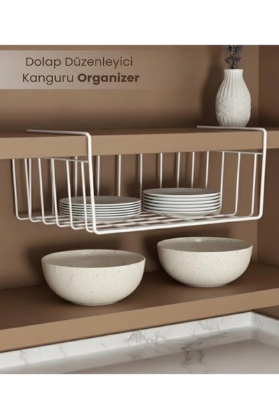 STATİKA HOME Dolap İçi Raf Düzenleyici BEYAZ , Sepet Raf Altı Askı, Mutfak Ra...