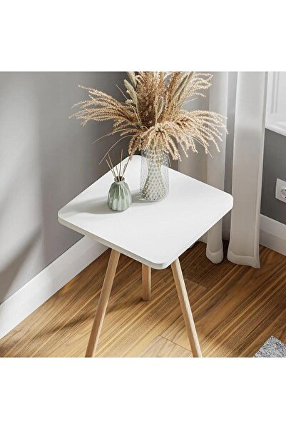 Vivendo Masuta decorativa cu picioare din lemn, 34 x 34 cm, stil nordic