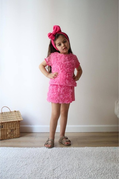 Çiko Çocuk Giyim Girl's Rose Detailed Suit